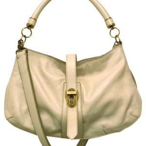 Burberry Ivory White Leather Hobo Satchel